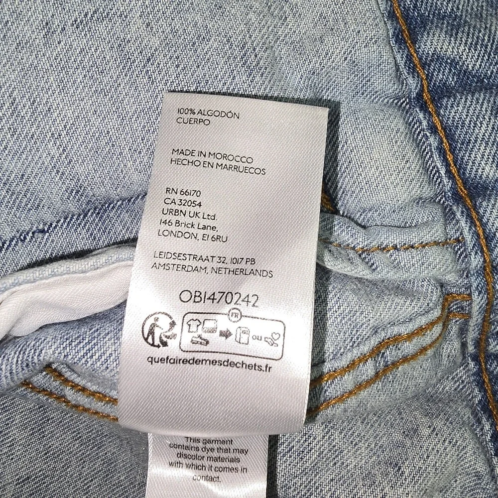 We The Free People Opal Swing Denim Jean Jacket Size M Blue Pleat Back Oversized - Picture 12 of 13